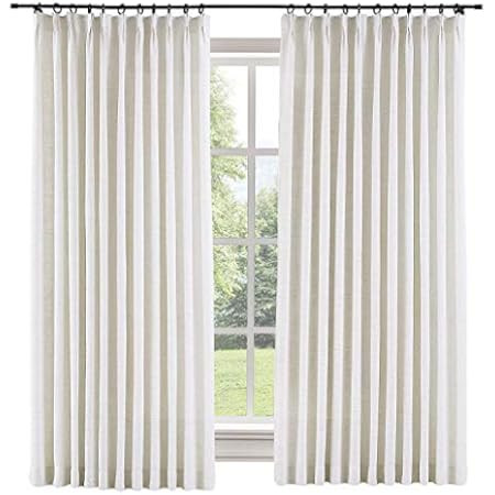 TWOPAGES 72 W x 102 L inch Pinch Pleat Darkening Drapes Faux Linen Curtains Drapery Panel for Living | Amazon (CA)