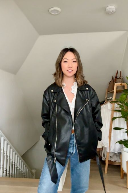 New oversized faux leather jacket from Showpo  