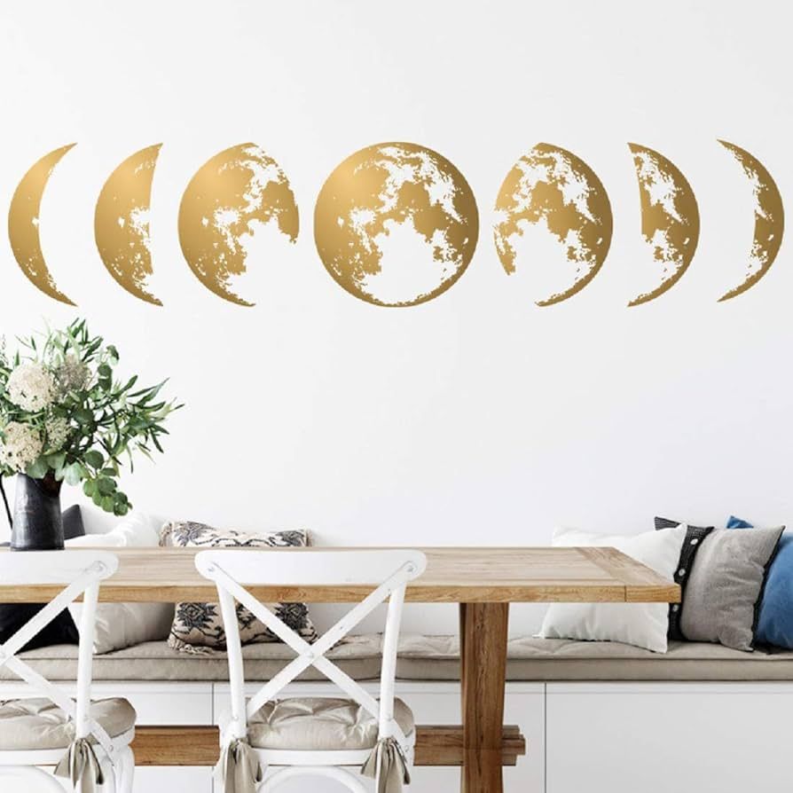 Moon Phase Wall Decals Starry DIY Sticker Art Mural Sayings for Home Nursery Decor | Amazon (US)