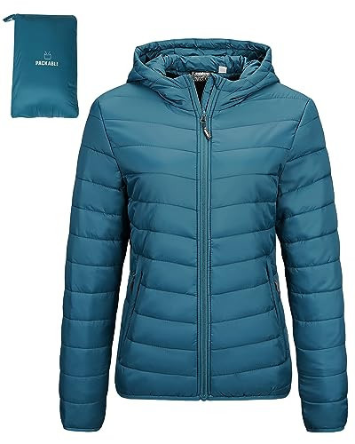 Outdoor Ventures Women's Packable Lightweight Full-Zip Puffer Jacket with Hood Quilted Winter Coat | Amazon (US)