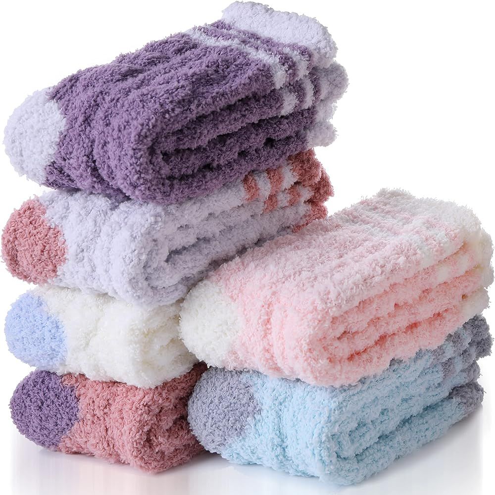 ANTSANG Womens Fuzzy Socks Slipper Winter Fluffy Cozy Cabin Warm Soft Fleece Comfy Home Socks | Amazon (US)