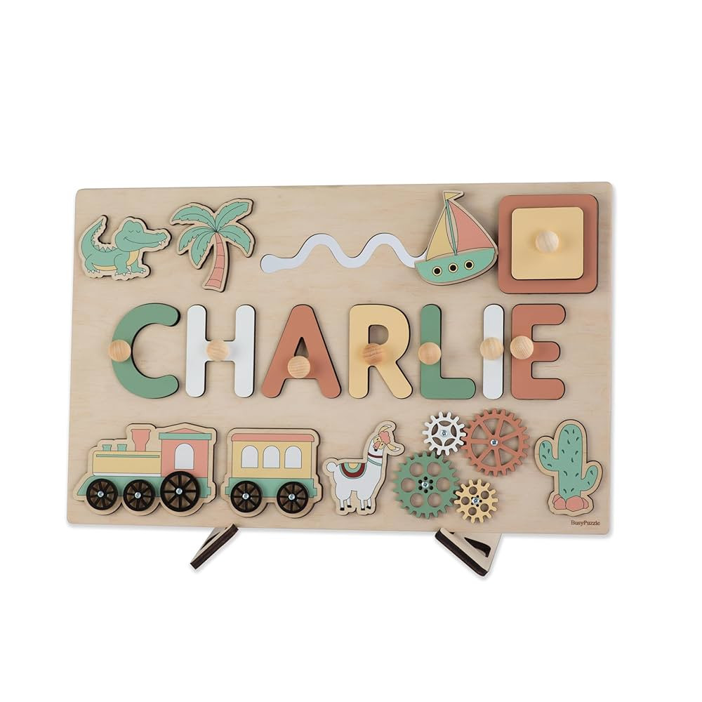 Personalized Busy Board with Name, Name Puzzle, Montessori Wooden Toys, 1st Christmas Gift, Uniqu... | Amazon (US)