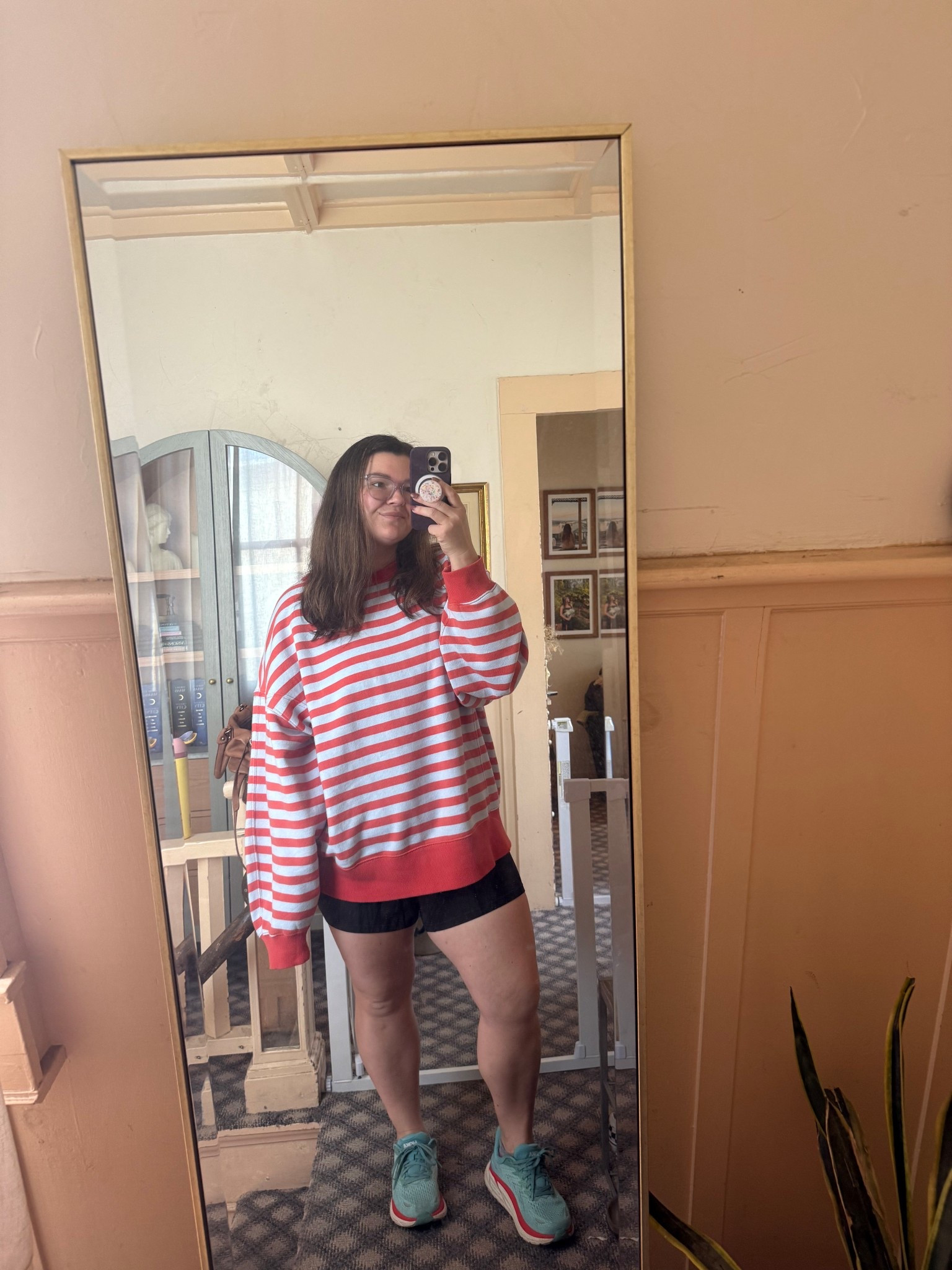 School drop off fit  Sweatshirt size large on sale!
Shorts size 12.
Older edition of the hoka cliftons 

#LTKMidsize #LTKmomlife #LTKSaleAlert