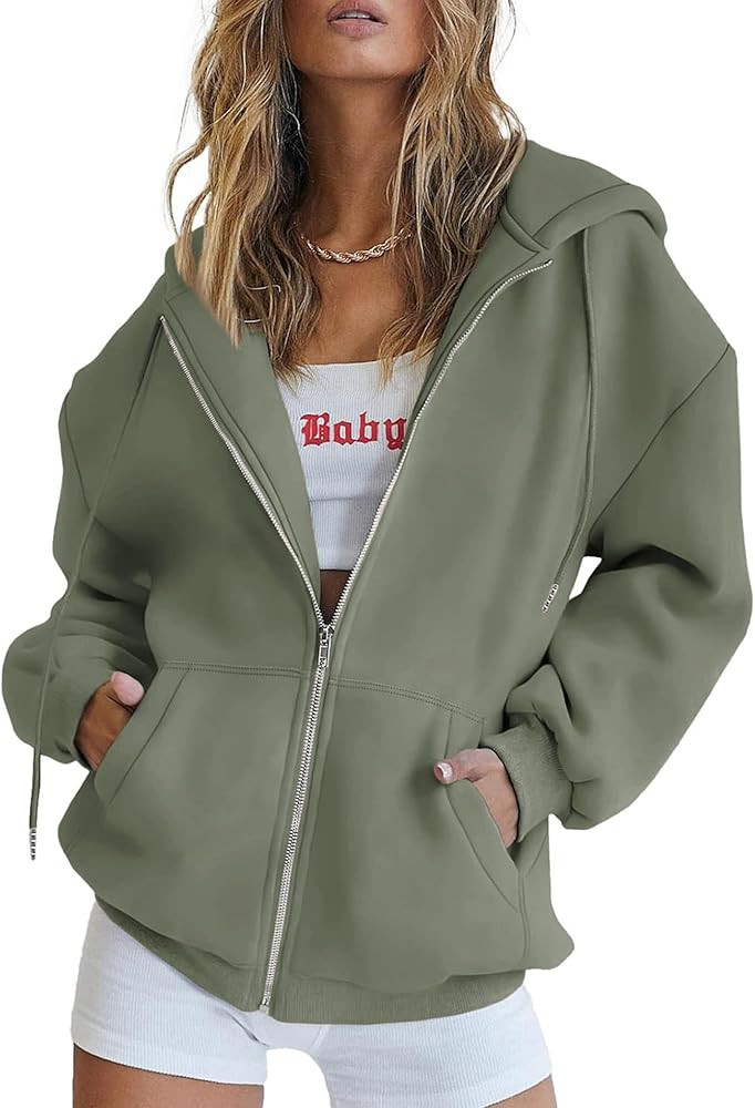 PRETTYGARDEN Women's Zip Up Y2K Hoodies Casual Long Sleeve Track Jackets with Pockets | Amazon (US)