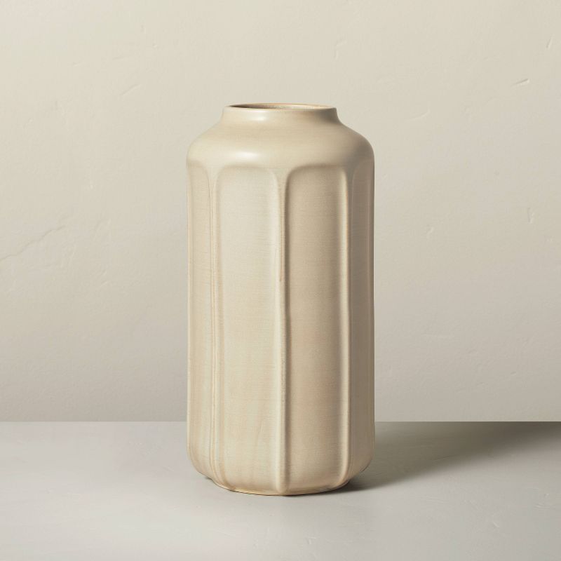 Faceted Ceramic Vase Taupe - Hearth & Hand™ with Magnolia | Target