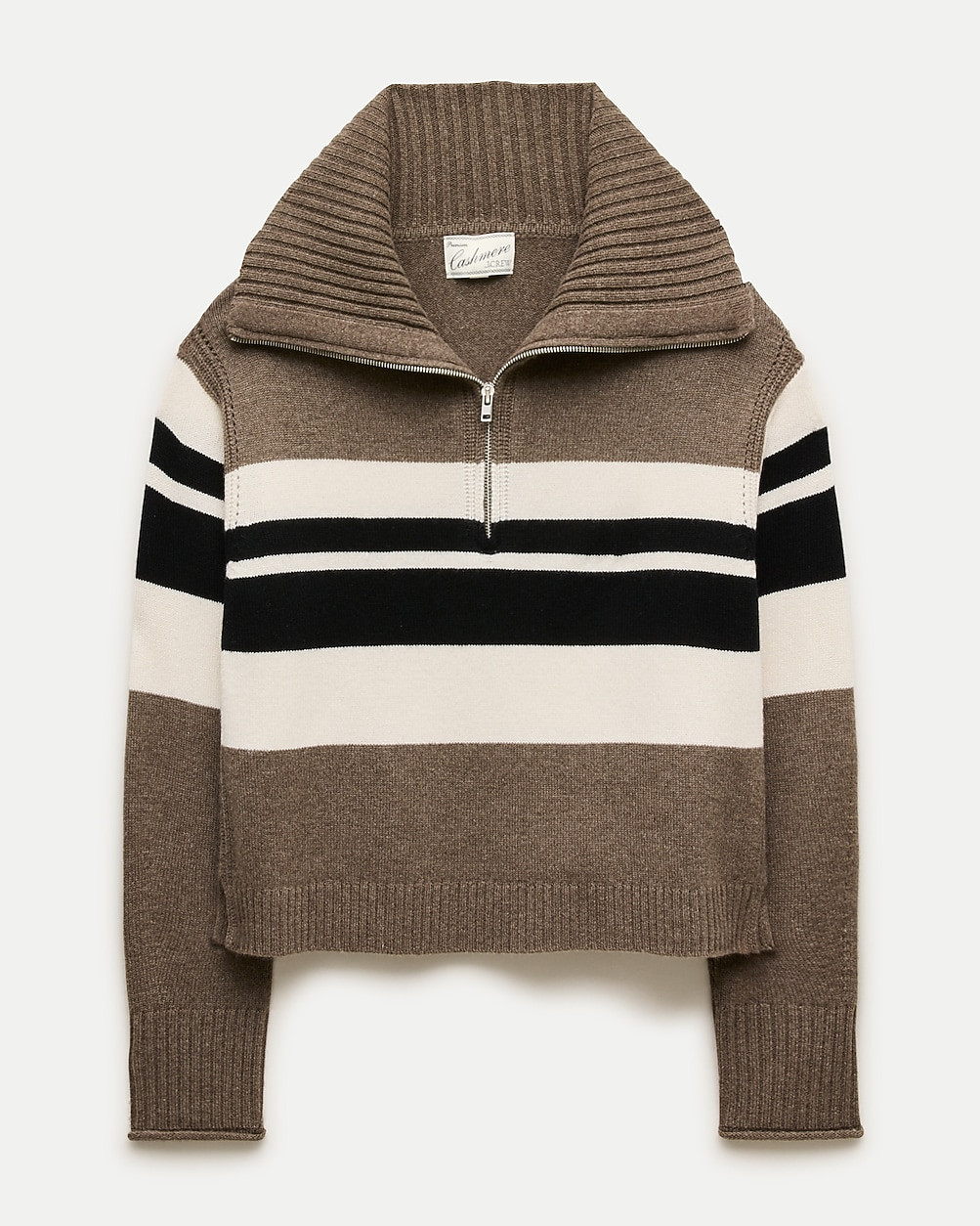 Cashmere quarter-zip sweater in placed stripe | J. Crew US