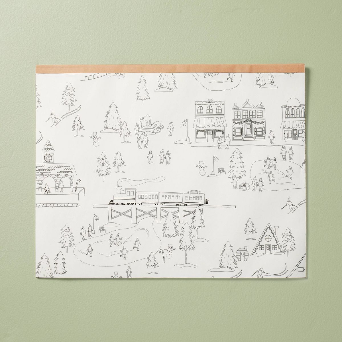 24ct Winter Village Scene Disposable Paper Coloring Placemats Black/White - Hearth & Hand™ with... | Target