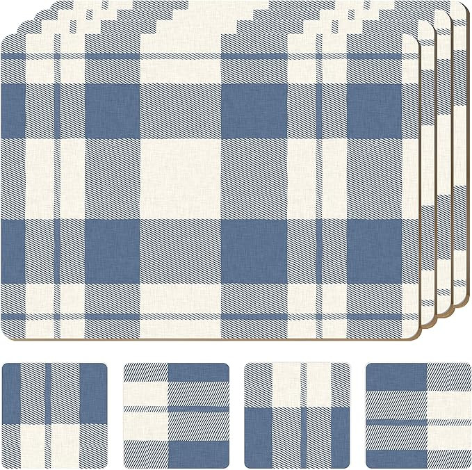 Moderry Set of 4 Heat Resistant Country Farmhouse Placemats for Dining Table with Free Set of 4 M... | Amazon (US)