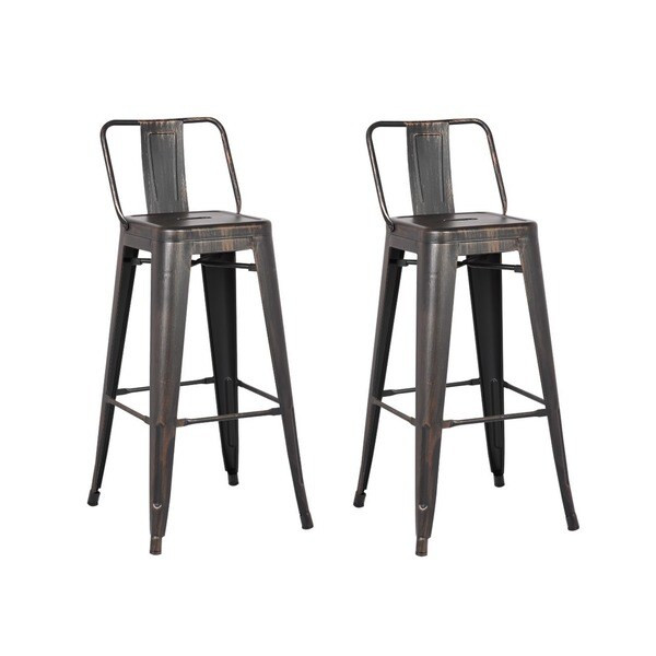 Metal Industrial 24-inch Bar Stool (Set of 2) - Rust | Bed Bath & Beyond