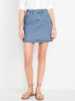 Mid-Rise Wow Jean Mini Skirt | Old Navy (US)