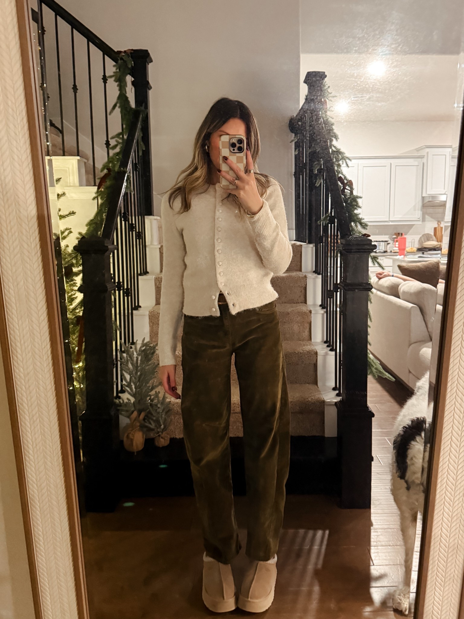 Obsessed with these velvet green barrel pants and the softest cardigan on sale! 

Winter outfits
Chic style
Cozy ootd
Holiday outfit
Mom style 
Topshop

#LTKootd #LTKFindsUnder50 #LTKHoliday
