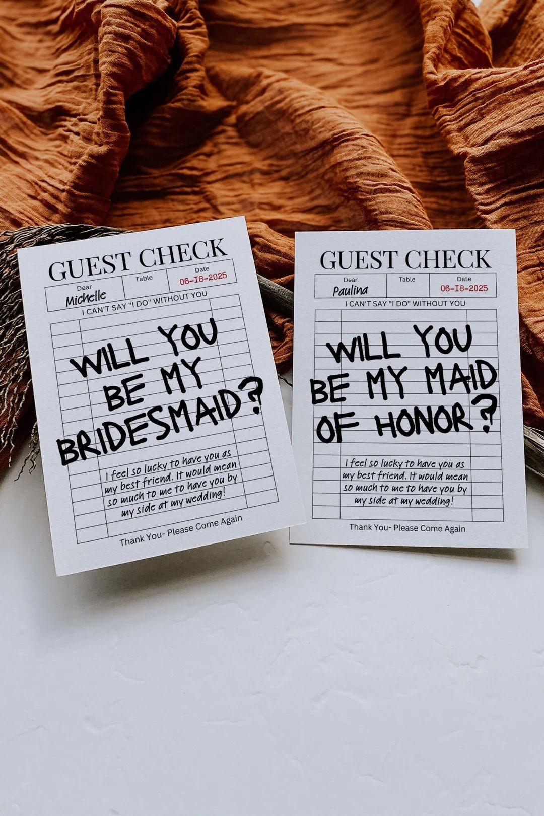 Guest Check Bridesmaid Proposal Template, Trendy Guest Check, Modern Retro Bridesmaid Card, Bride... | Etsy (US)