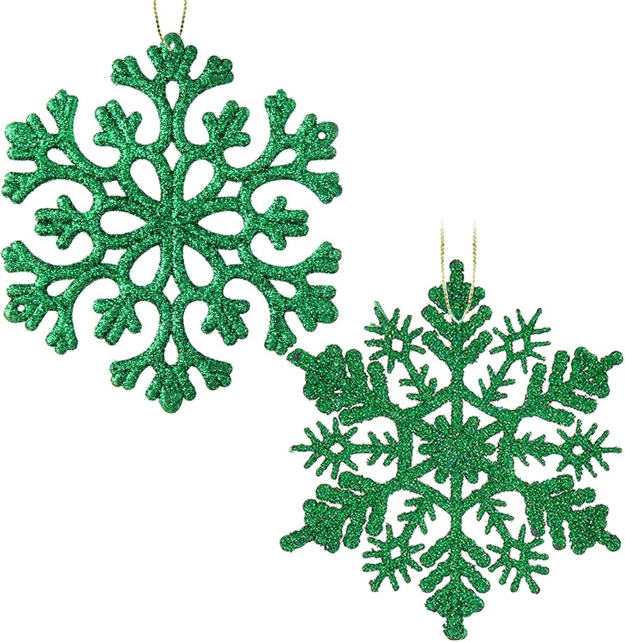 30PCS Christmas Glitter Snowflake Ornaments Plastic Snowflakes Ornaments-Xmas Tree Decorations,4.... | Amazon (US)