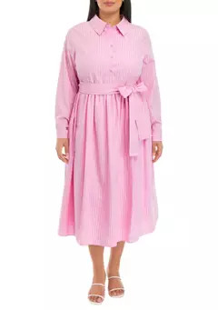 Plus Size Striped Maxi Shirtdress | Belk