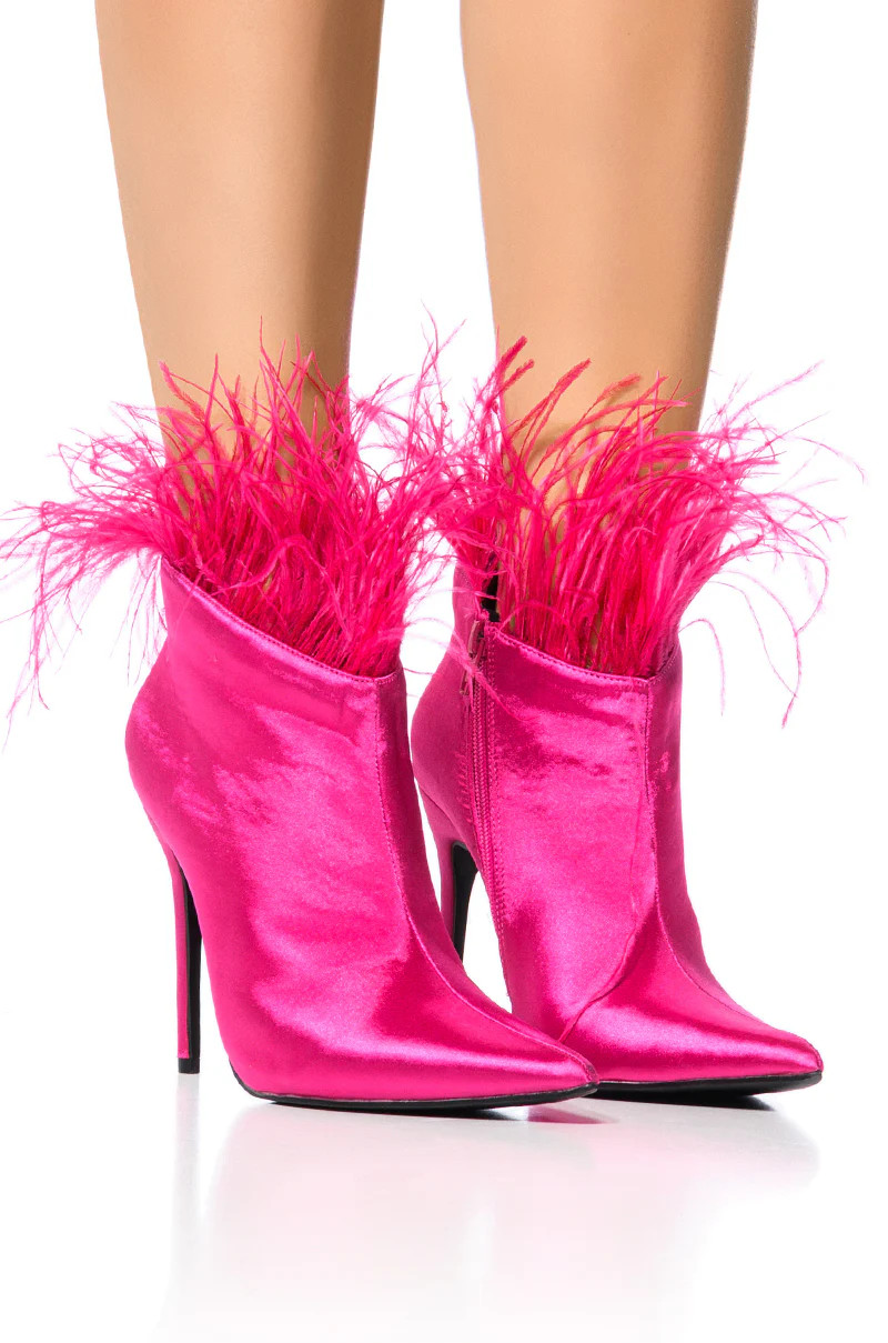 AZALEA WANG KAYLYNN FEATHER BOOTIE IN FUCHSIA | AKIRA