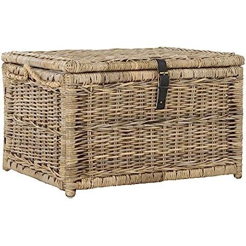 eHemco Heavy-duty Water Hyacinth Wicker Storage Trunk with Metal Frame, Natural | Amazon (US)