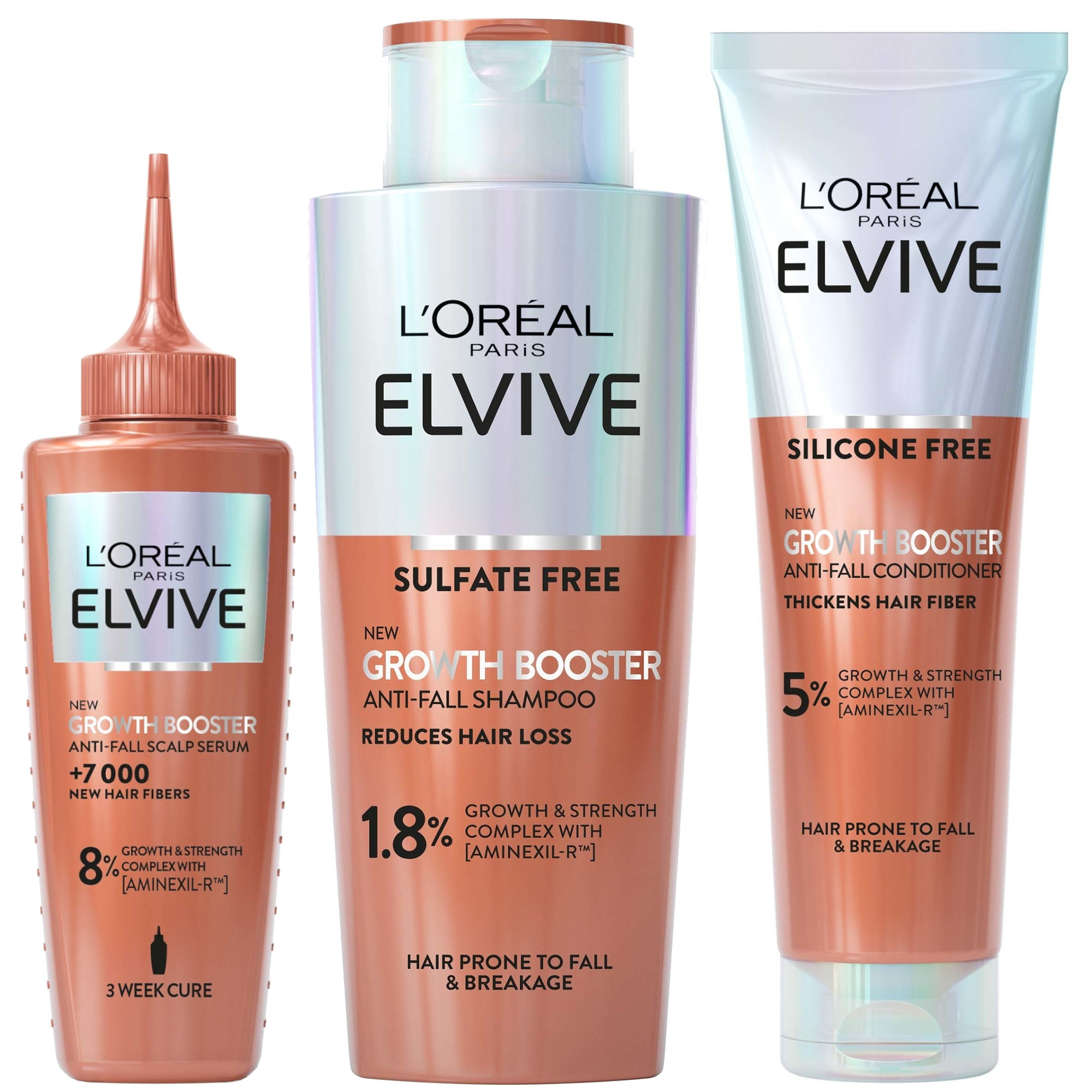 L'Oréal Paris Elvive Growth Booster, Anti-Fall and Hair Thickening, Full Routine Bundle | Look Fantastic (UK)