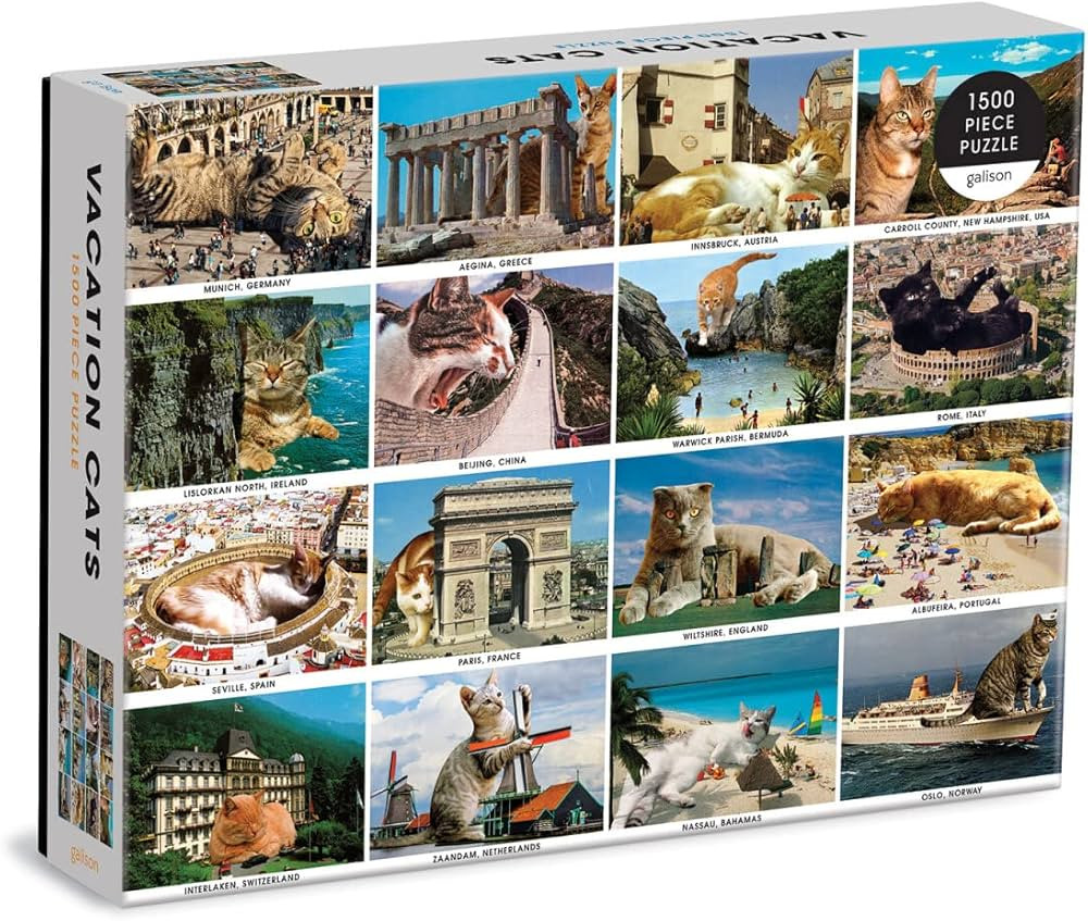 Vacation Cats 1500 Piece Puzzle from Galison - Features 16 Super-Imposed Photos of Cats Enjoying ... | Amazon (US)
