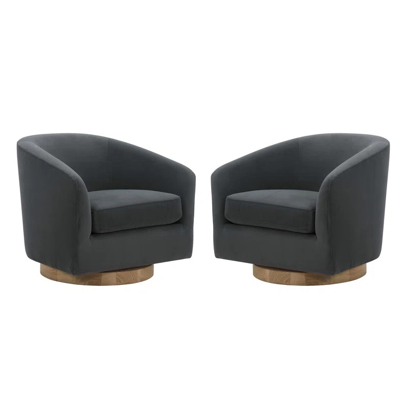 Upholstered Swivel Barrel Chair (Set of 2) | AllModern