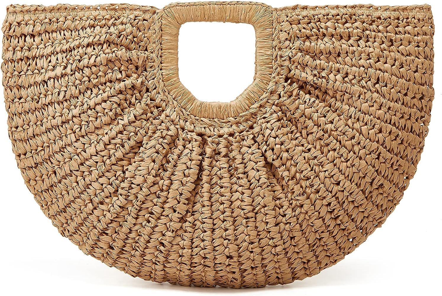 Straw Beach Bag for Womens Summer Handwoven Straw Travel Beach Tote Bags Stylish Straw Totes Hand... | Amazon (US)