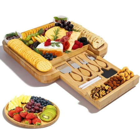 Charcuterie Board Set - Large Bamboo Cheese Board and Knife Set, Serving Tray, Platter for House Warming Gifts New Home, Wedding & Bridal Shower Gift, Birthday Gift for Women | Walmart (US)