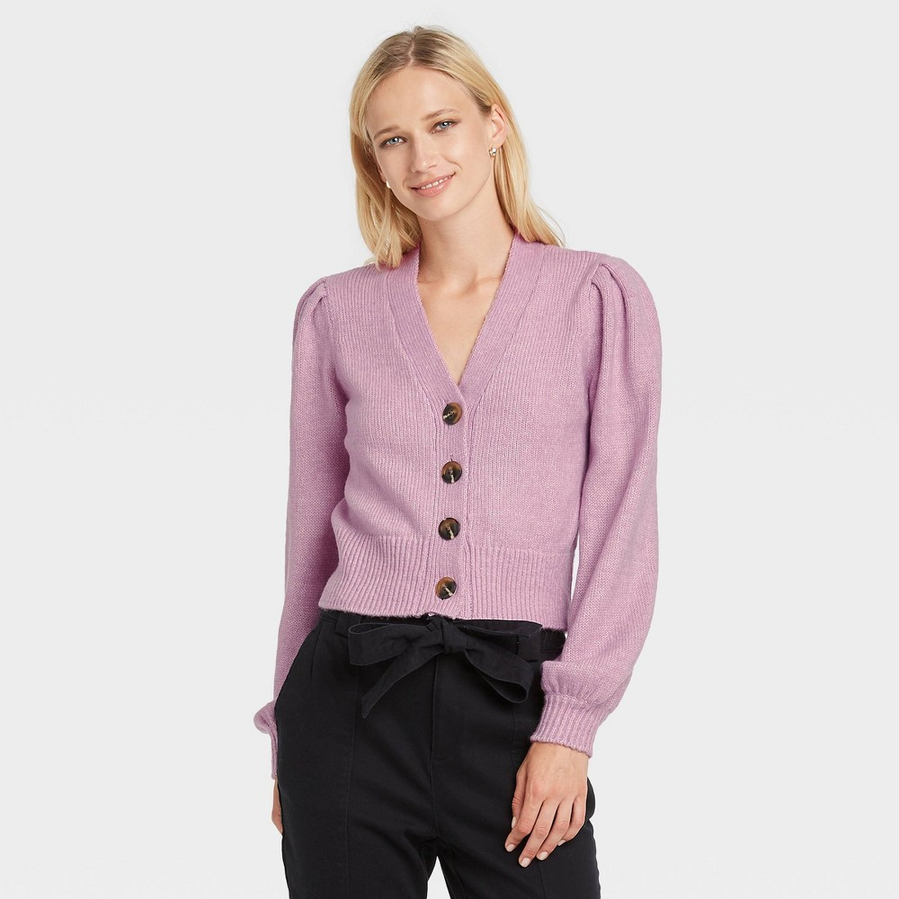 Women's Shruken Cardigan - Who What Wear Lilac XL, Purple | Target