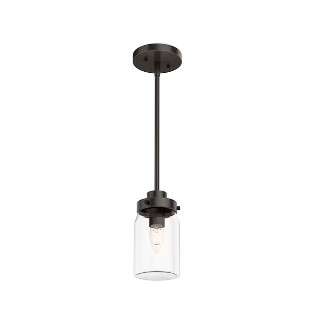 Hunter Devon Park 1 -Light Onyx Bengal Farmhouse Clear glass Jar Mini Hanging Pendant light | Lowe's
