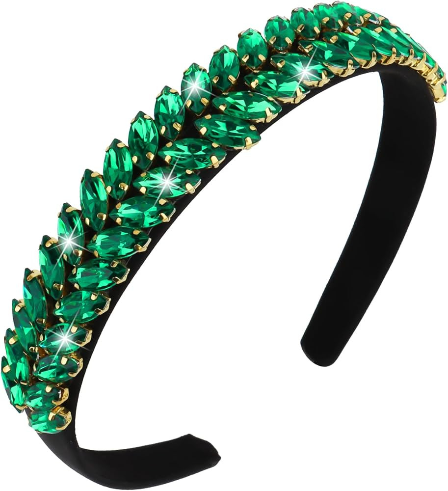 Wecoe Green Rhinestone Headband Women Girls St Patrick's Day Fancy Sparkly Bling Glitter Crystal ... | Amazon (US)