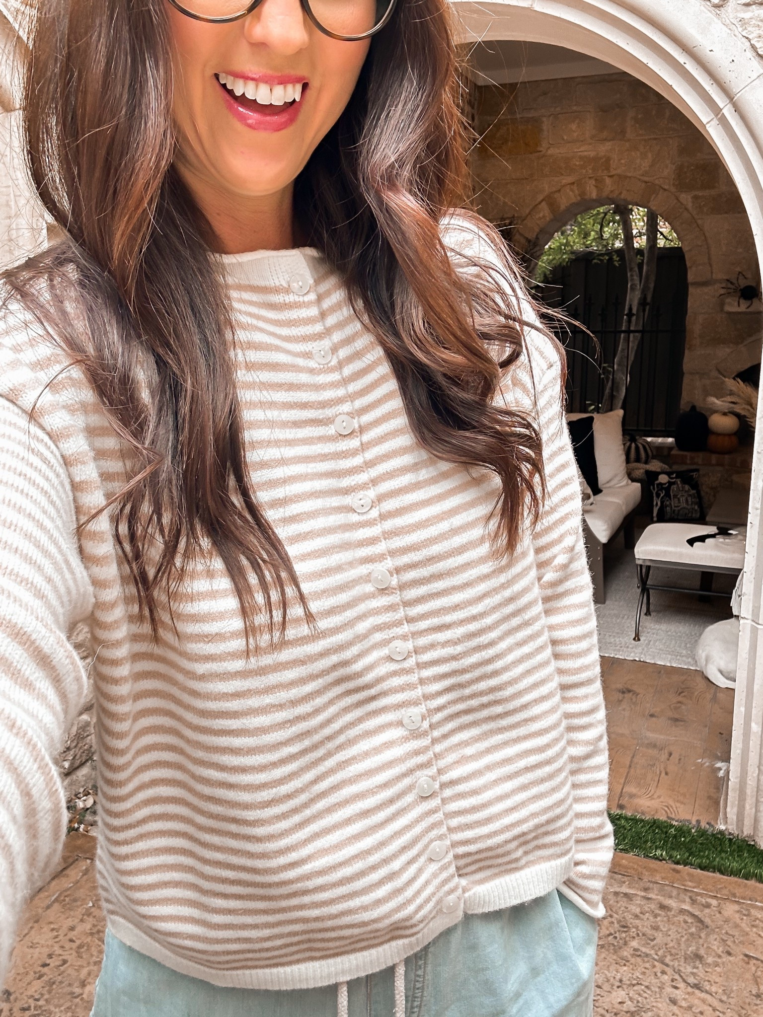 Cutest striped cardigan for fall! Wearing a small. 

#LTKStyleTip #LTKSeasonal #LTKFindsUnder50