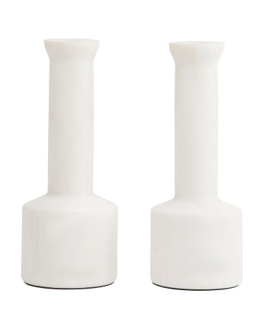 2pk Trumpet Solid Marble Table Candler Holder Set | TJ Maxx