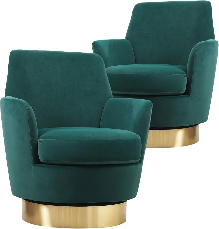 Swivel Barrel Chair Set of 2,Modern Round Swivel Accent Chairs with Tall Backrest,360 Degree Comf... | Amazon (US)