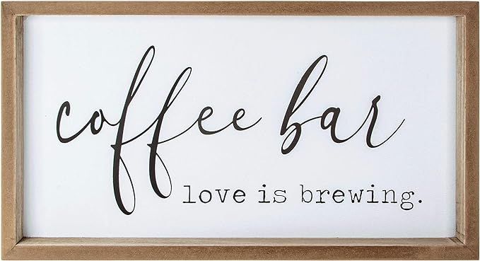 VILIGHT Coffee Bar Accessories Love is Brewing - Farmhouse Coffee Sign Wall Decor for Kitchen - V... | Amazon (US)