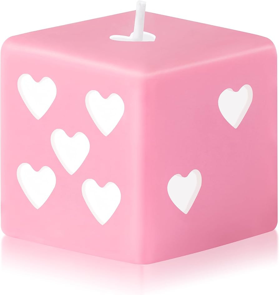 Pink White Heart Dice Candle Danish Pastel Room Decor Aesthetic Pine Fragrance Natural Soy Wax Ha... | Amazon (US)