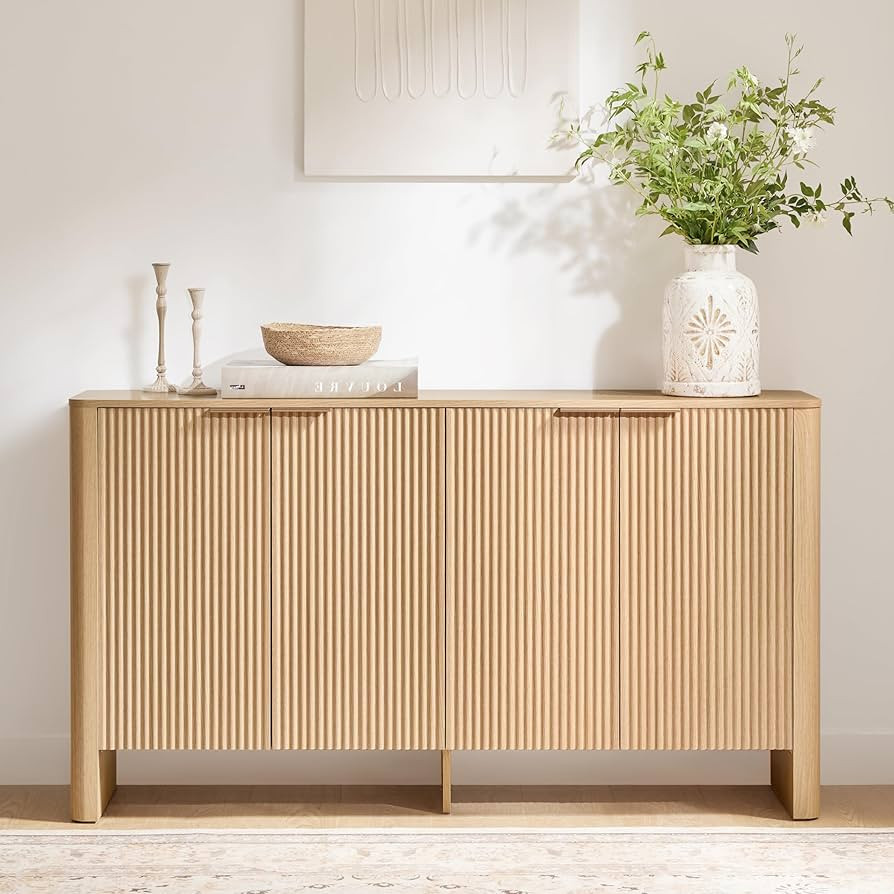 CHITA 61" Sideboard Buffet Cabinet with Storage, Living Room Accent Cabinet with Doors and Adjust... | Amazon (US)