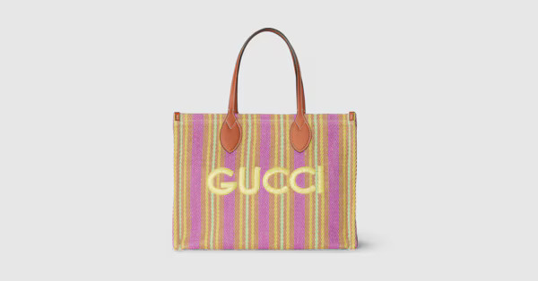 Medium jute tote with Gucci patch | Gucci (US)