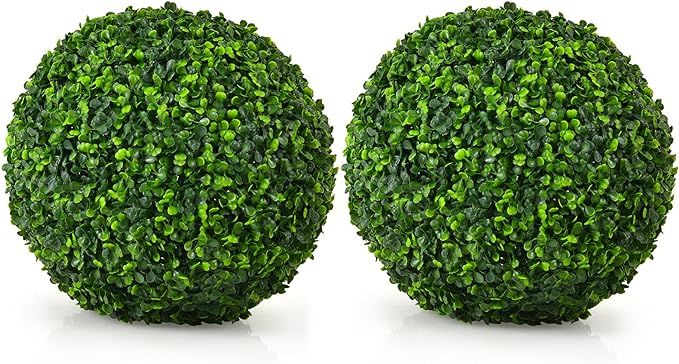 Goplus 2 PCS 15.7 Inch Artificial Plant Topiary Ball, Round Faux Boxwood Balls Outdoor, Garden Sp... | Amazon (US)