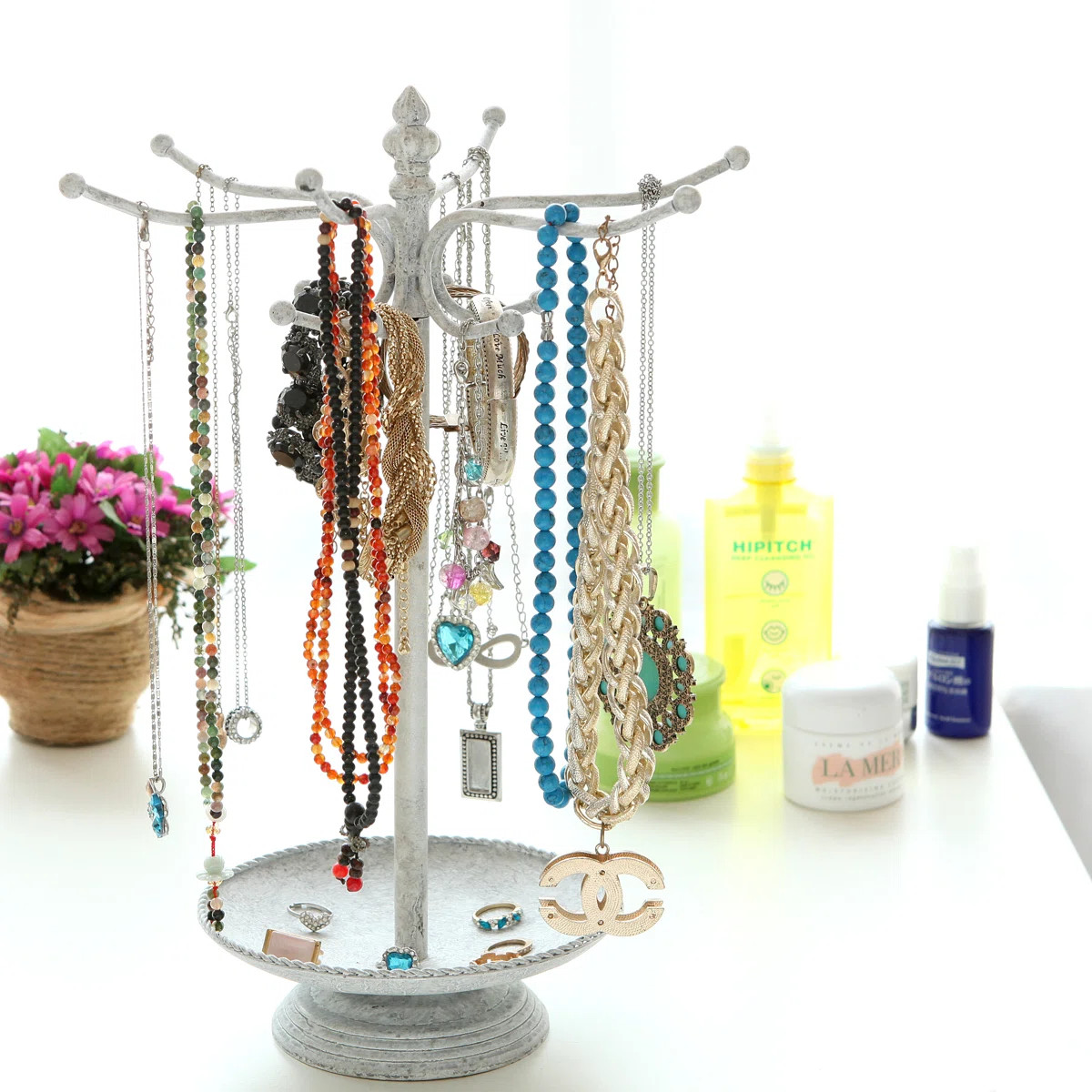 12 Hook Vintage Jewelry Stand Tray | Wayfair North America