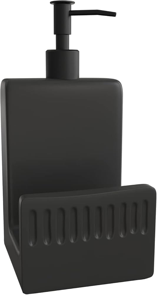 Karisky Dish Soap Dispenser and Sponge Holder, Matte Ceramic Hand Soap Dispenser for Kitchen Sink... | Amazon (US)