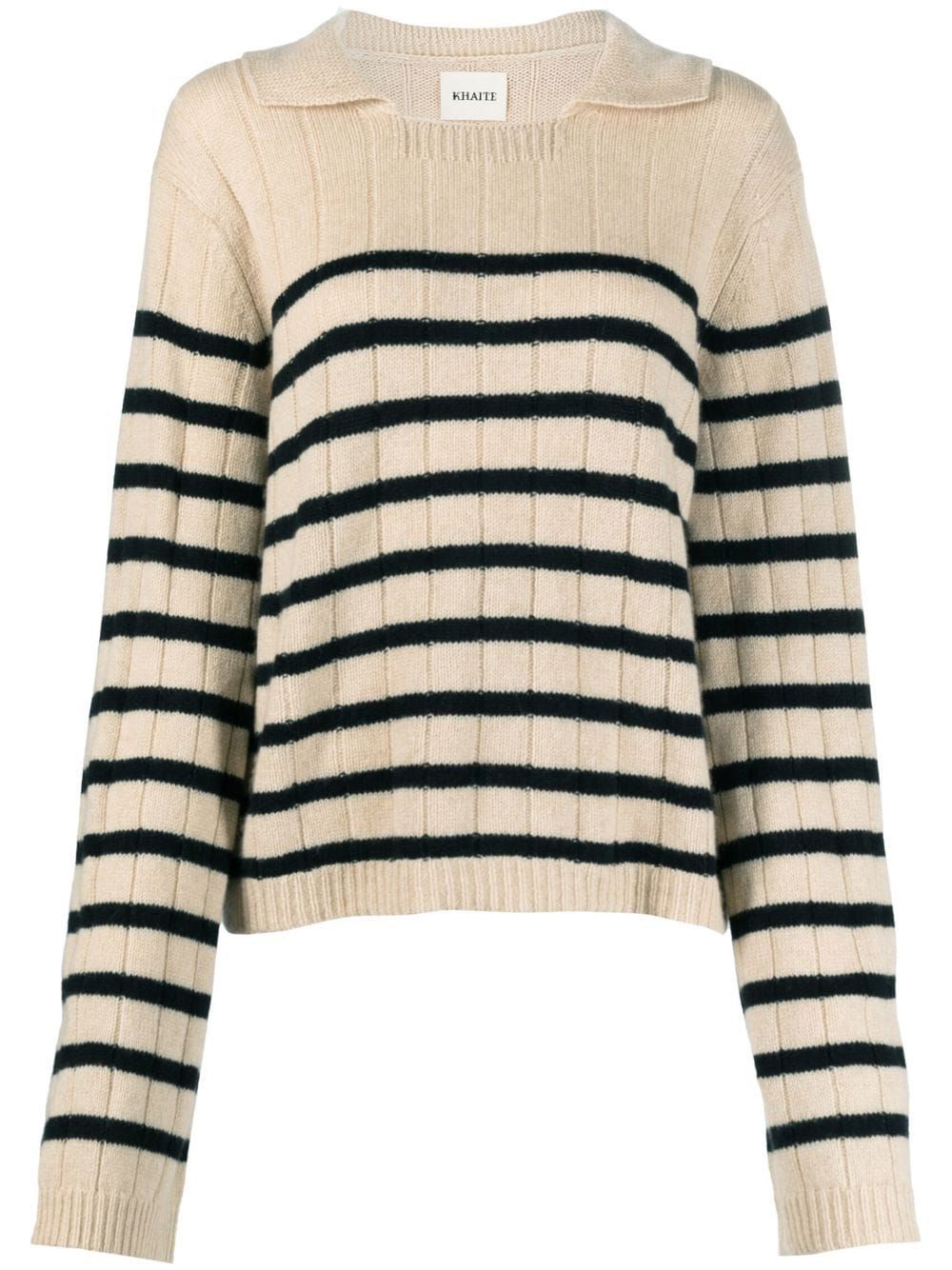 KHAITE Mateo Striped Cashmere Jumper - Farfetch | Farfetch Global