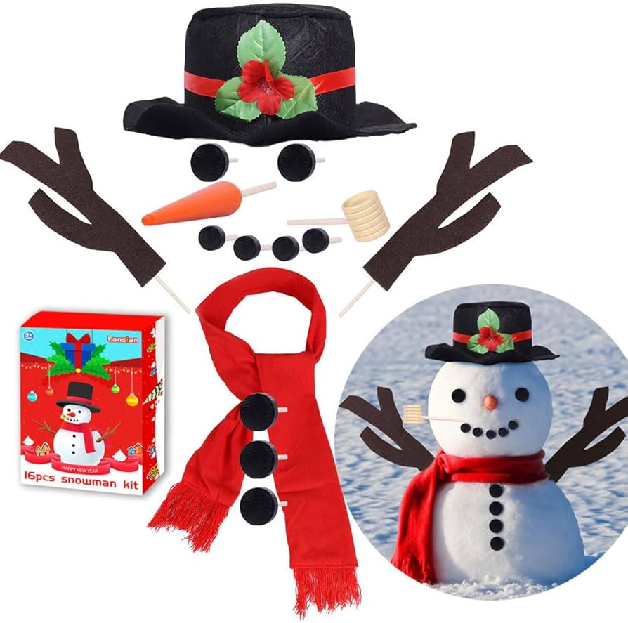 Lansian 16Pcs Christmas Snowman Decorating Making Kit Snow Toys Outdoor Fun Kids for Christmas Wi... | Amazon (US)