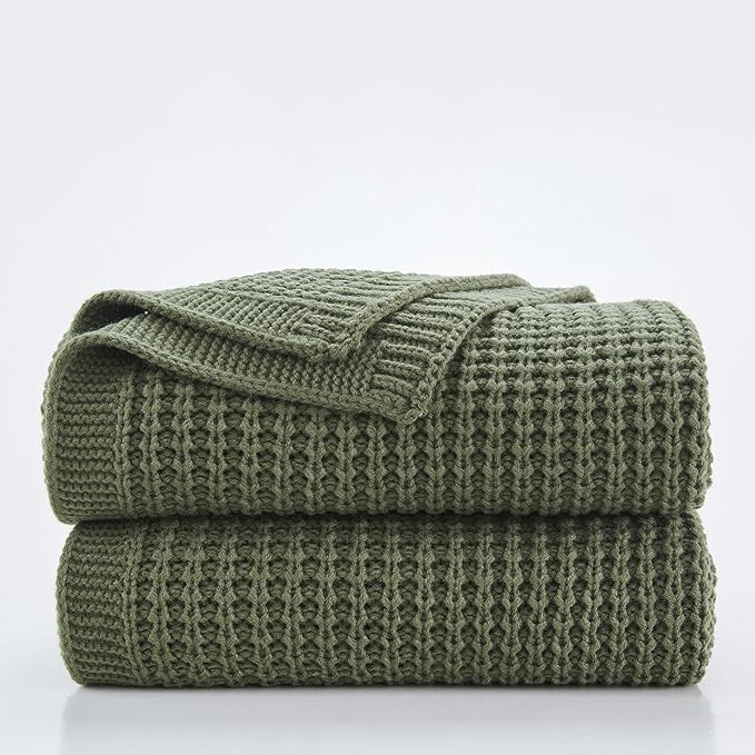 Douceur Olive Green Throw Blanket for Couch, Soft Chunky Cable Knit Throw Blanket, Classic Fisher... | Amazon (US)