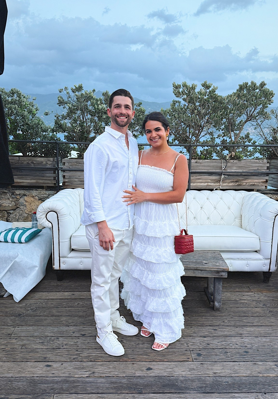 The outfit I wore for an all white party! It was for my sister’s welcome party and I got so many compliments on my dress. I found it at VICI last minute and it worked out perfectly. I’m wearing a size M. The details on it are so beautiful!! Paired it with a red purse for funsies and white/gold earrings. 

#LTKWedding #LTKTravel