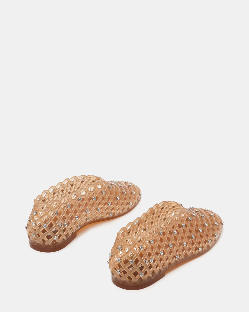 GROVE Tan Rhinestones Square-Toe Jelly Women's Flat | Steve Madden (US)