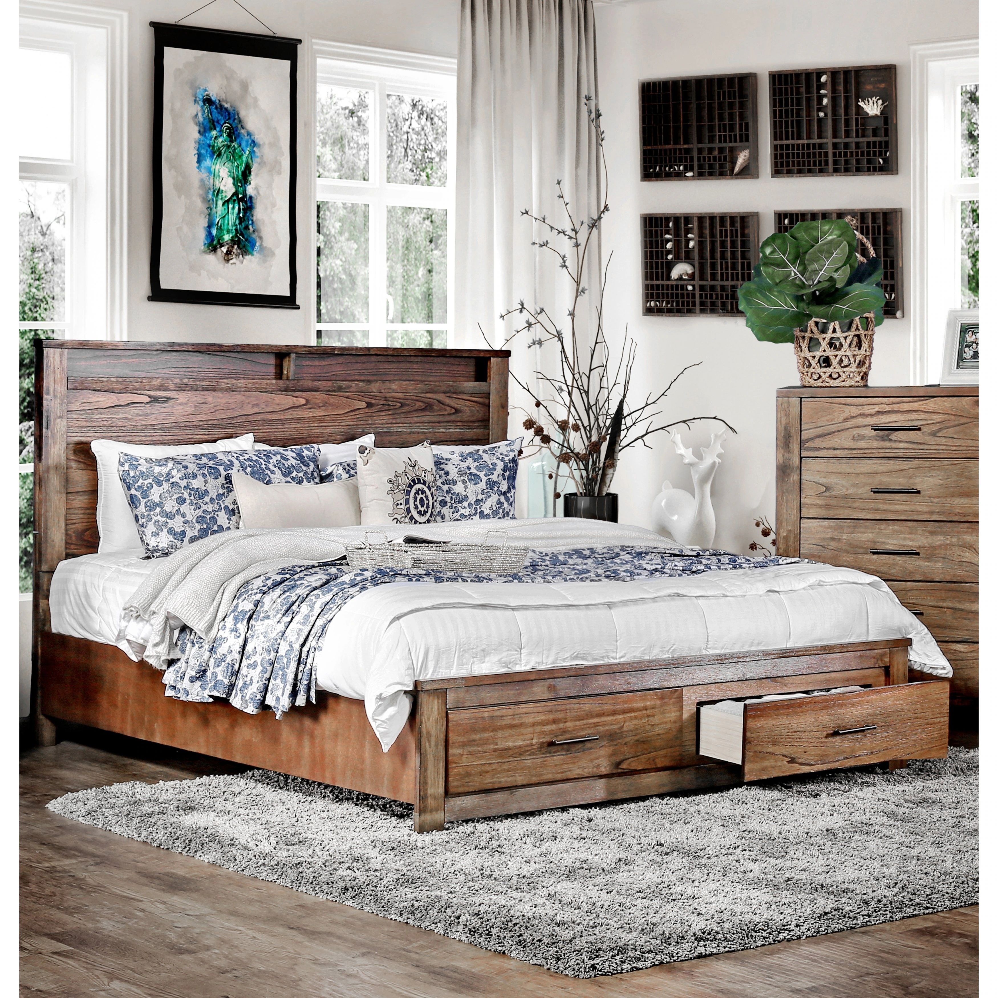 Carbon Loft Marquez Antique Oak Platform Storage Bed | Bed Bath & Beyond