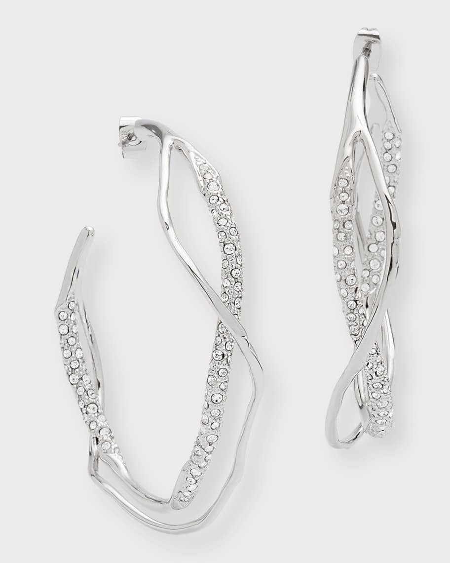 Alexis Bittar Intertwined Two-Tone Pave Hoop Earrings | Neiman Marcus
