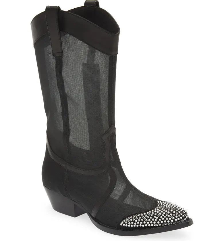 Rhinestone Detail Mesh Western Boot | Nordstrom