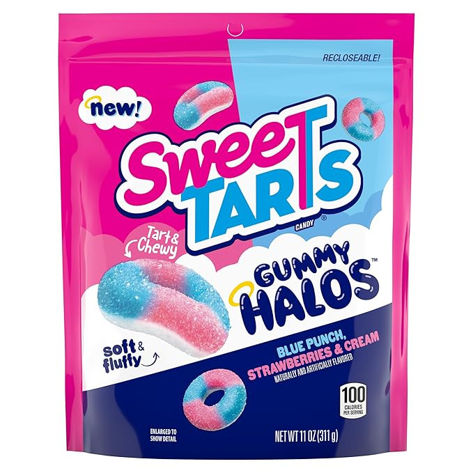 SweeTARTS Halos, Candy, Blue Punch and Strawberries and Cream, Tart and Chewy, Soft and Fluffy, 1... | Amazon (US)