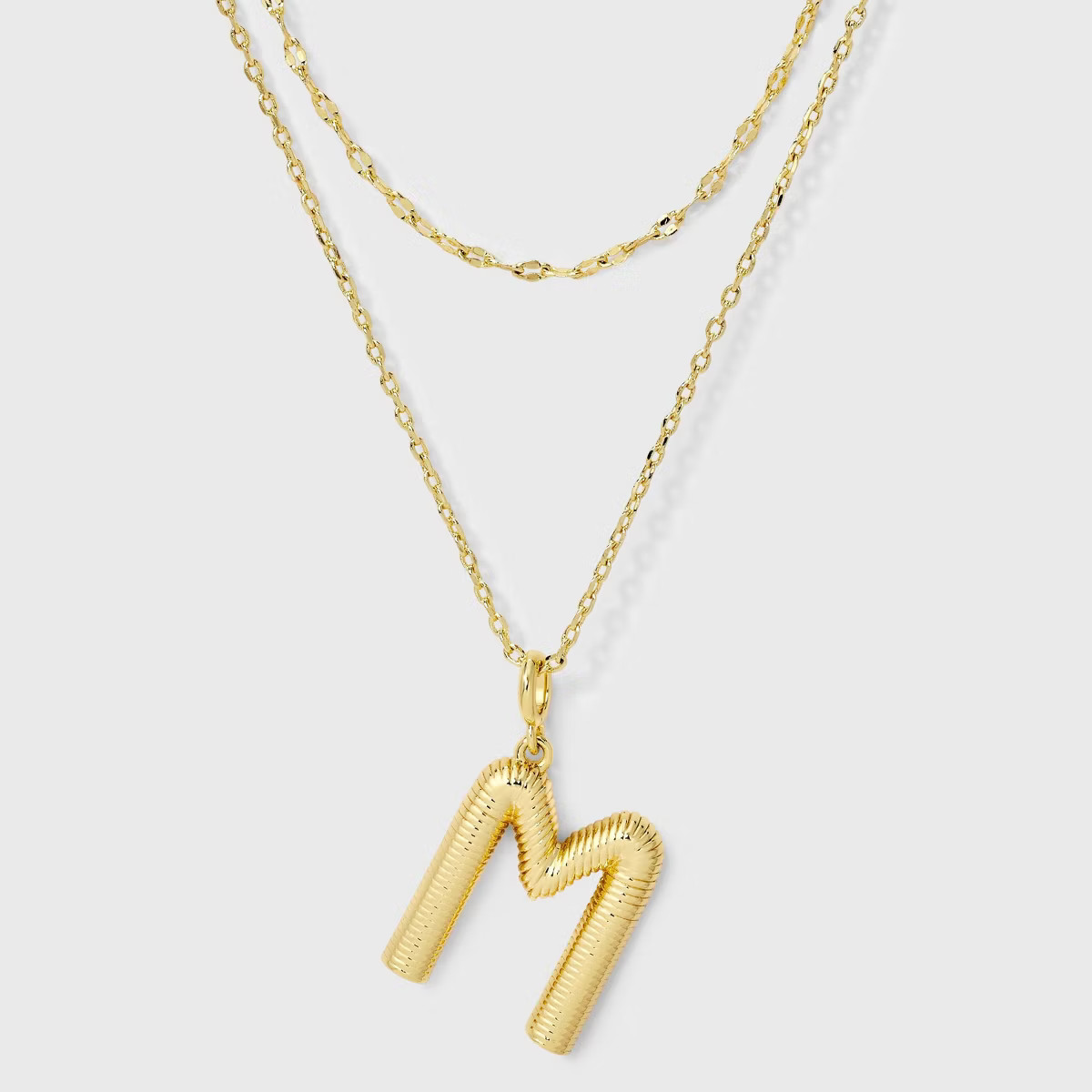 14K Gold Dipped Cubic Zirconia Duo Initial Multi-Strand Necklace - A New Day™ Gold | Target
