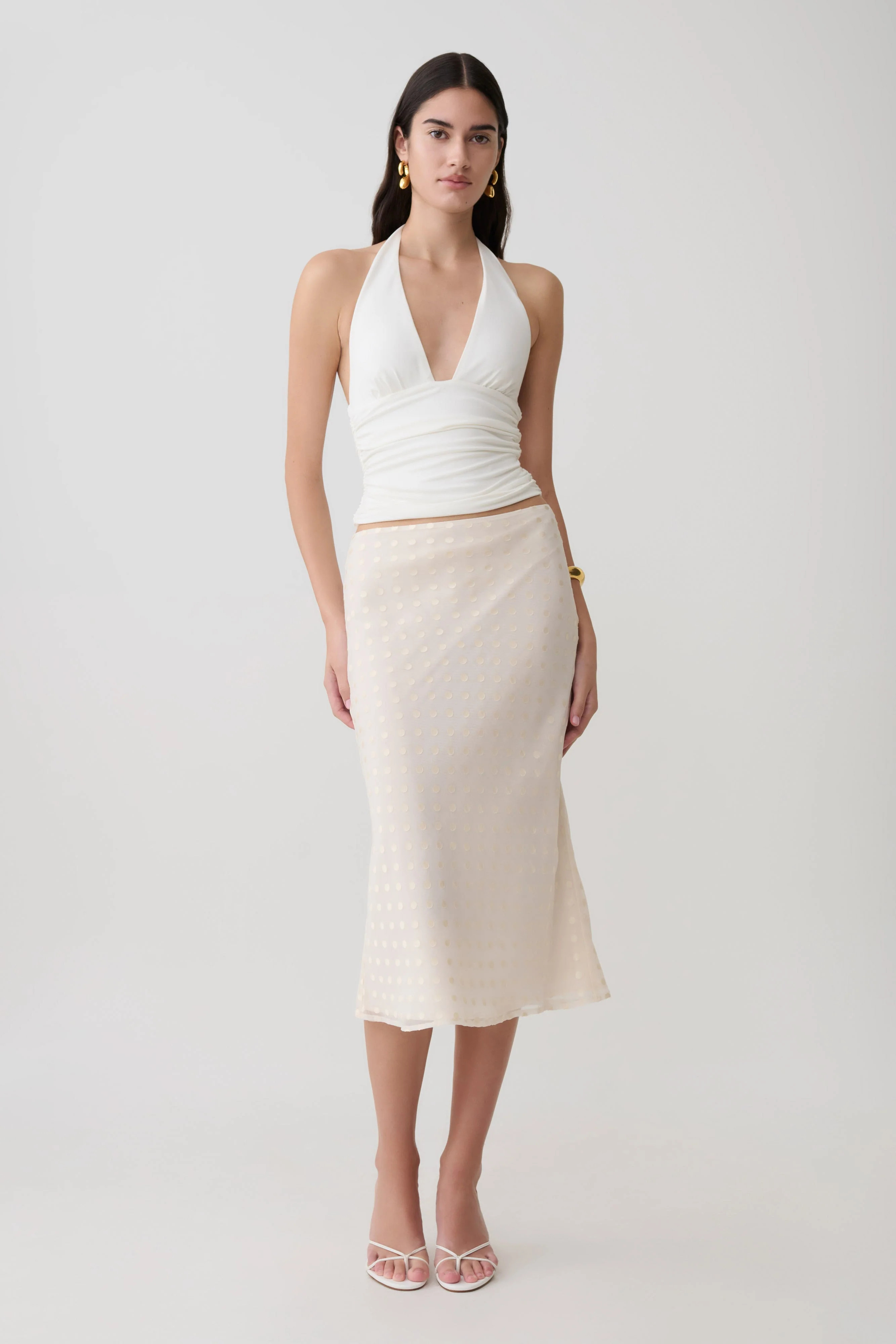 Lilah Devore Midi Skirt - Ivory | MESHKI US