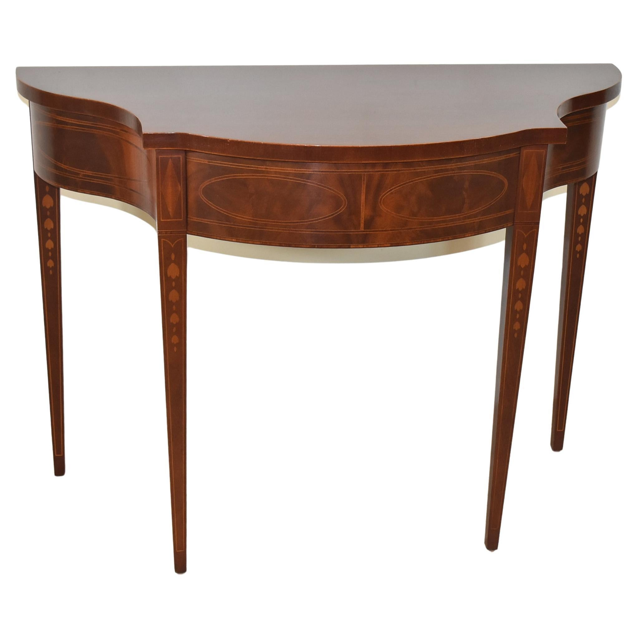 Baker Historic Charleston Mahogany Demilune Serpentine Front Table | 1stDibs